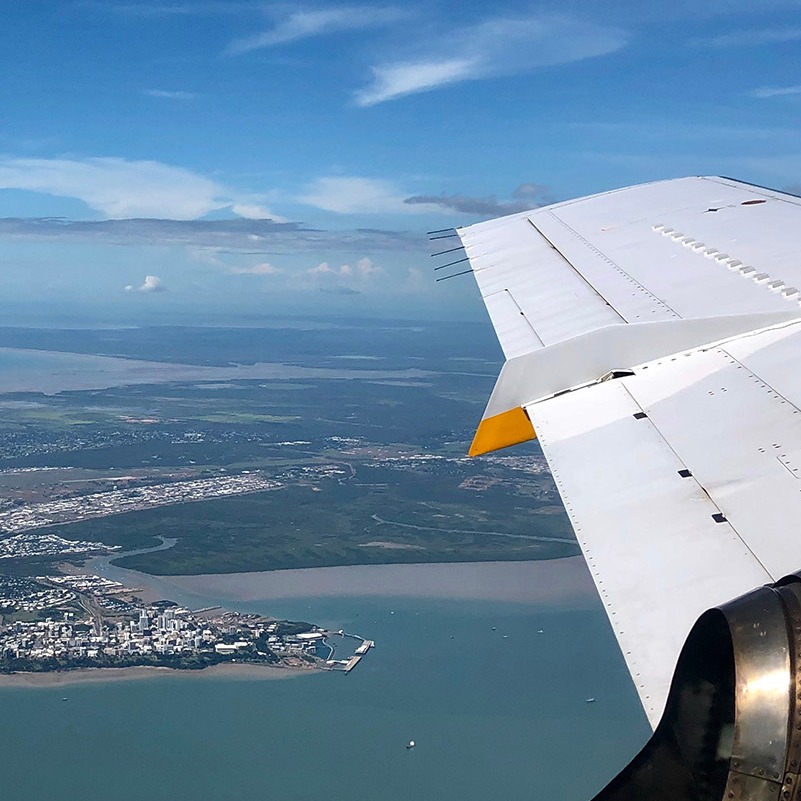 Arriving in Darwin by plane aerial